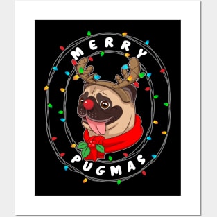 Funny Cute Pug Cool Merry Pugmas Christmas Gift Posters and Art